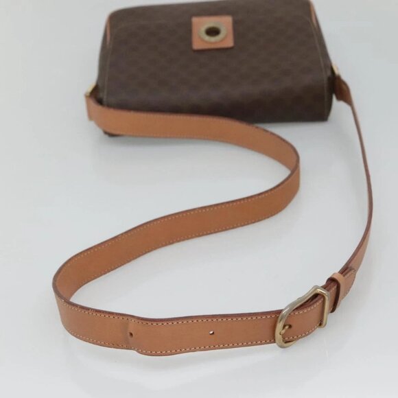 CELINE Macadam Canvas Shoulder Bag PVC Leather Brown Gold Auth 122540 - Picture 8 of 16